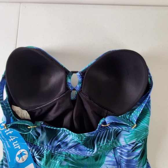 Fit 4 U One-piece Swimsuit Size 18W Leaf Print Skirted Tropical Beach NEW - Picture 6 of 15